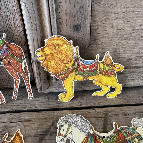 Vintage Merrimack Die Cut Gift Tags Circus Animals Horse Lion Child Birthday 80s - Picture 4 of 8